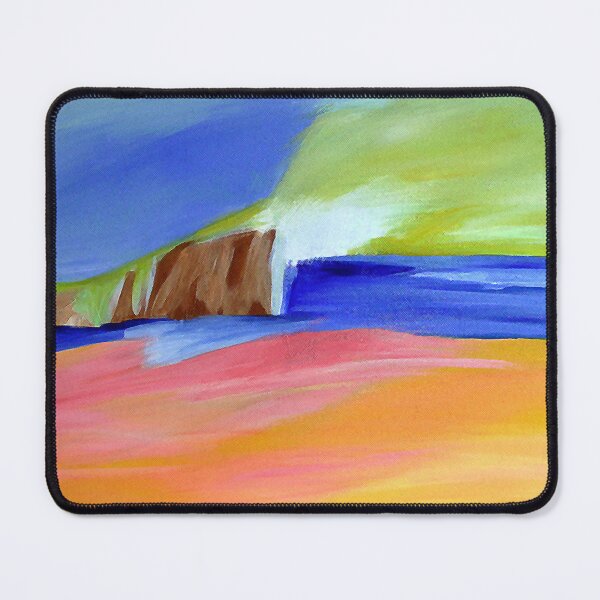 Item preview, Painting Landscape Sea Rock Cliff Clouds Sky Expressive Colors Green Blue Orange Vibrant Movement Effects and Textures designed and sold by InfinityDsigns.
