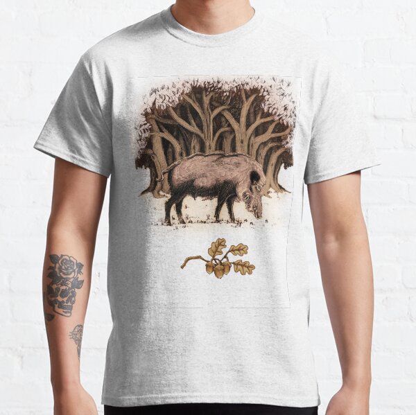 Wild boar, wild boar on the grass, illustration Classic T-Shirt