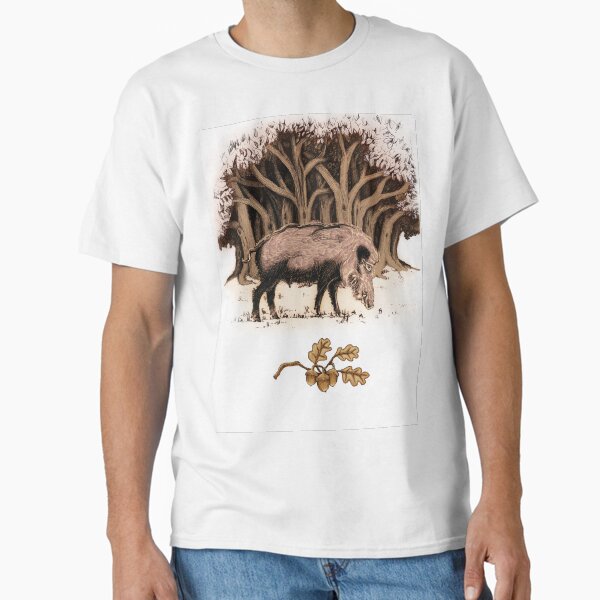 Wild boar, wild boar on the grass, illustration Classic T-Shirt