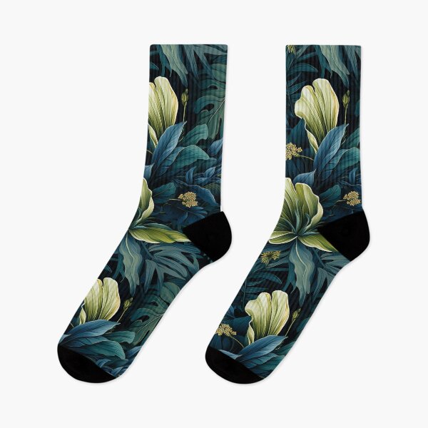 Item preview, Nocturnal Rainforest Lush Night Blooms Dark Floral Leaves designed and sold by NikkofTime.