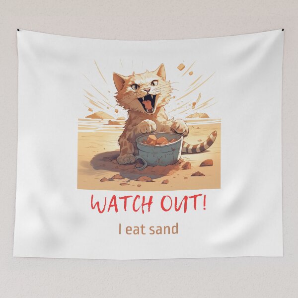 Item preview, I eat sand funny cat designed and sold by Lab4YourStyle.