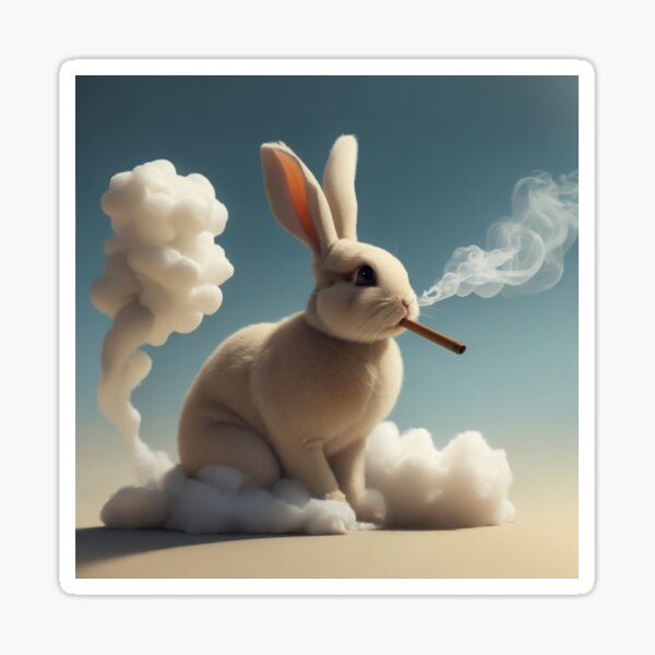 Item preview, Smoking Bunny, Fantasy Beige Rabbit, Rodent in the Clouds 1 designed and sold by ShamanIwoArt.