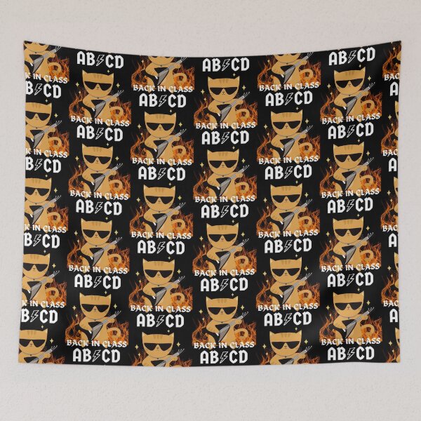 Item preview, ABCD Back in Class Retro Funny Fire Cat Rocks designed and sold by BunBuntheDog-.