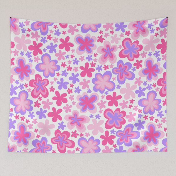 Item preview, barbie pink lilac big cute florals barbiecore flowers super retro groovy 60s 70s y2k 2000s designed and sold by blomastudios.