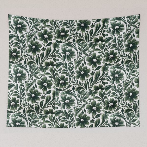 Item preview, White With Bottle Green Flowers Pattern designed and sold by HouseOfRosy.