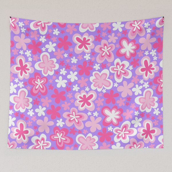Item preview, barbie lilac purple hot pink big cute florals barbiecore flowers super retro groovy 60s 70s y2k 2000s designed and sold by blomastudios.