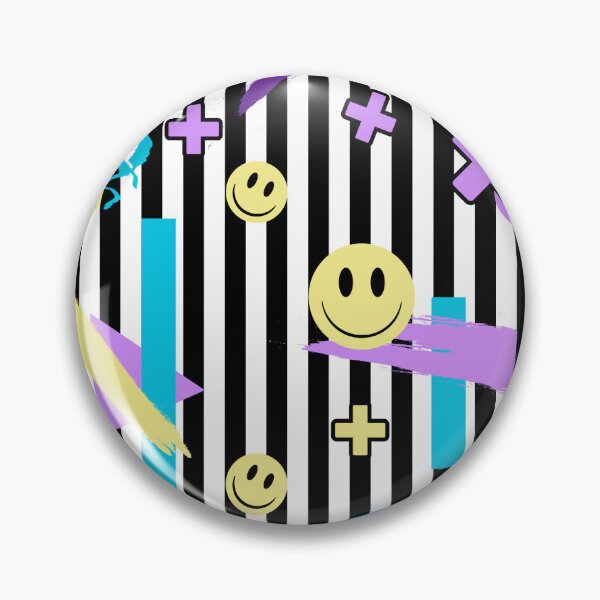 Aperçu de l'œuvre Motif graphique géométrique à rayures memphis smiley des années 90 créée et vendue par Linziloop.