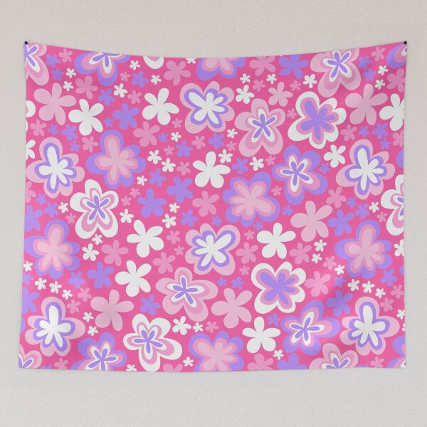 Item preview, barbie hot pink big cute florals barbiecore flowers super retro groovy 60s 70s y2k 2000s designed and sold by blomastudios.