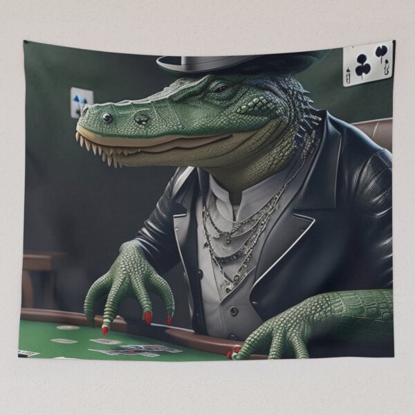 Item preview, Alligator Playing Poker Popart  designed and sold by ShopSunday.