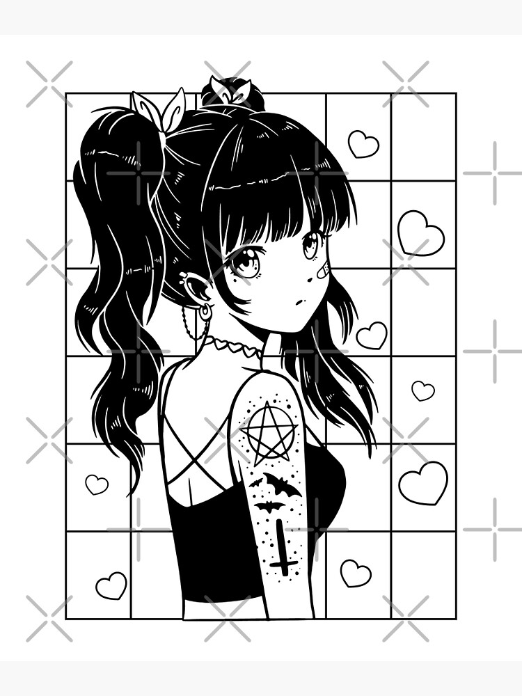 𝐀𝐍𝐈𝐌𝐄 𝐈𝐂𝐎𝐍  Gothic anime girl, Anime monochrome, Emo