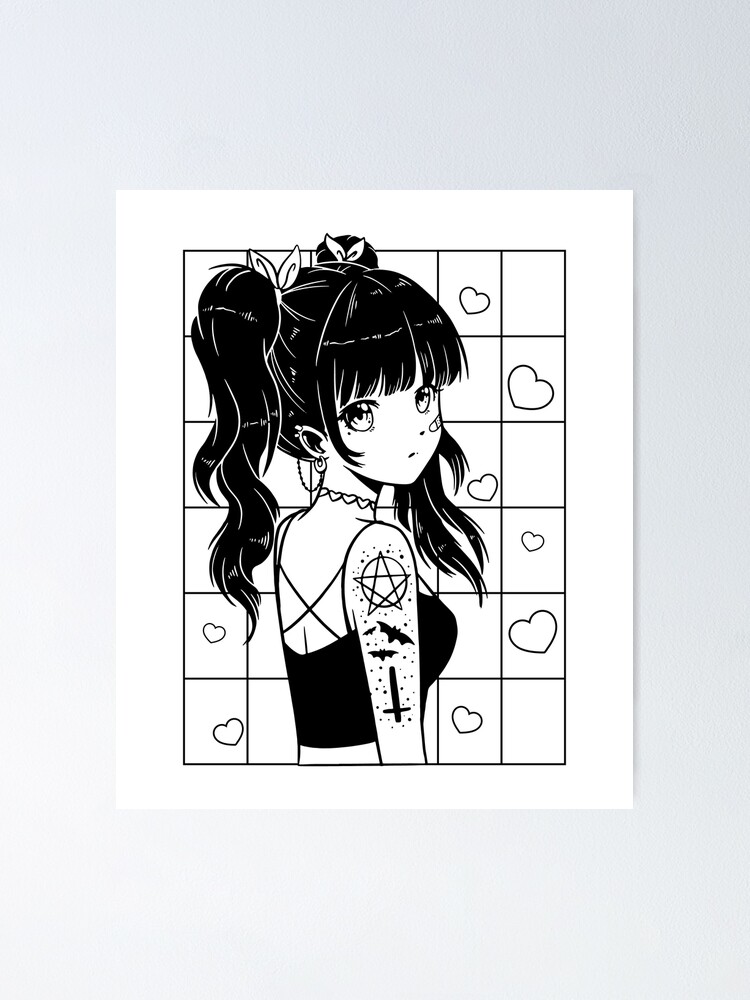 𝐀𝐍𝐈𝐌𝐄 𝐈𝐂𝐎𝐍  Gothic anime girl, Anime monochrome, Emo