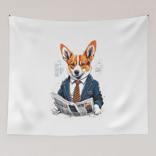 Item preview, Dog Corgi Reads Newspaper designed and sold by NewStyle44.