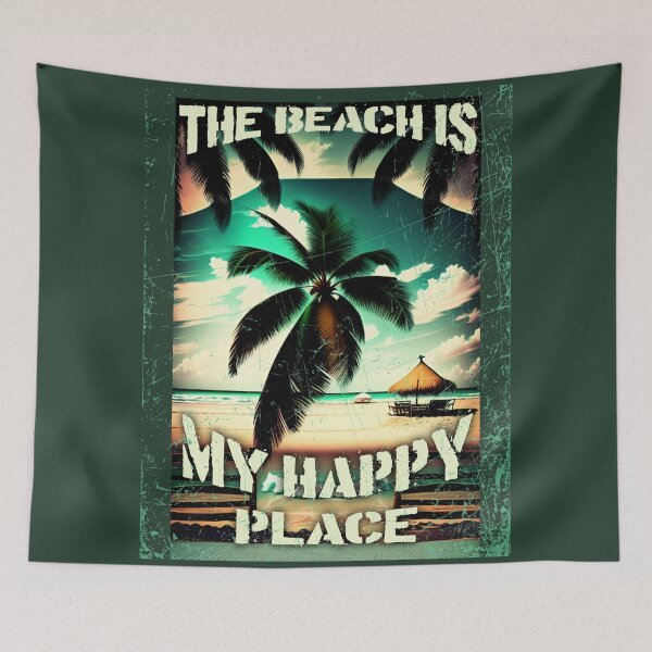 Item preview, The beach is my happy place - Vintage Summer design by CallisC Arts designed and sold by CallisC-Arts.