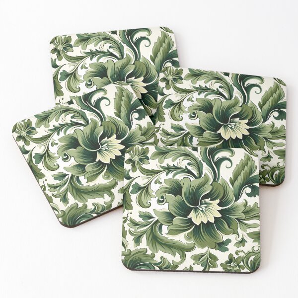 Item preview, Green With White Flowers Pattern designed and sold by HouseOfRosy.
