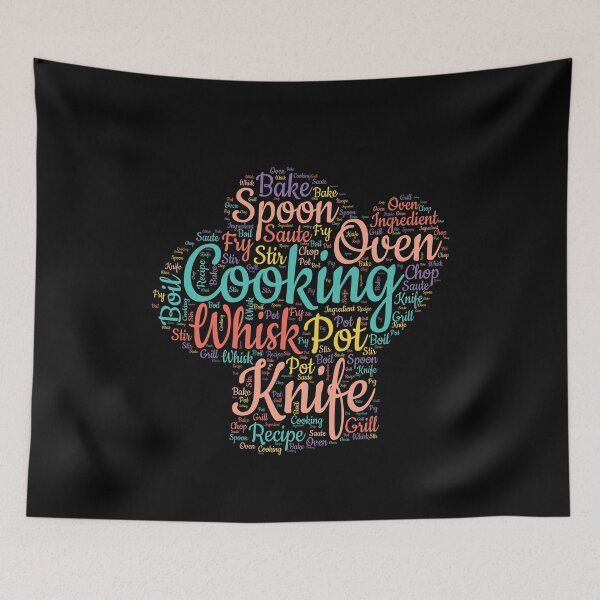 Item preview, A cooking word cloud with related text, typography inside a chefs hat designed and sold by Gerald Waters.