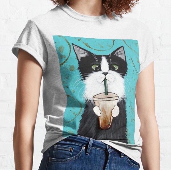 Black and white cat hotsell t shirt