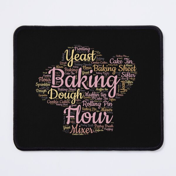 Item preview, A baking word cloud with related text, typography inside a chefs hat designed and sold by Gerald Waters.