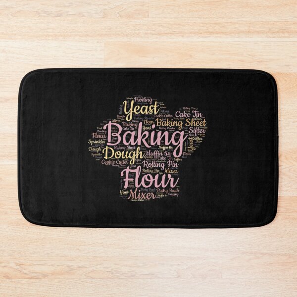 Item preview, A baking word cloud with related text, typography inside a chefs hat designed and sold by Gerald Waters.