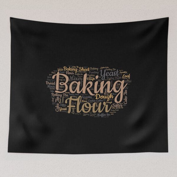 Item preview, A baking word cloud with related text, typography inside a chefs hat designed and sold by Gerald Waters.