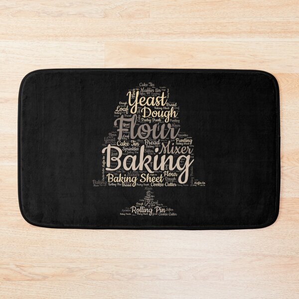 Item preview, A baking word cloud with related text, typography inside a chefs hat designed and sold by Gerald Waters.