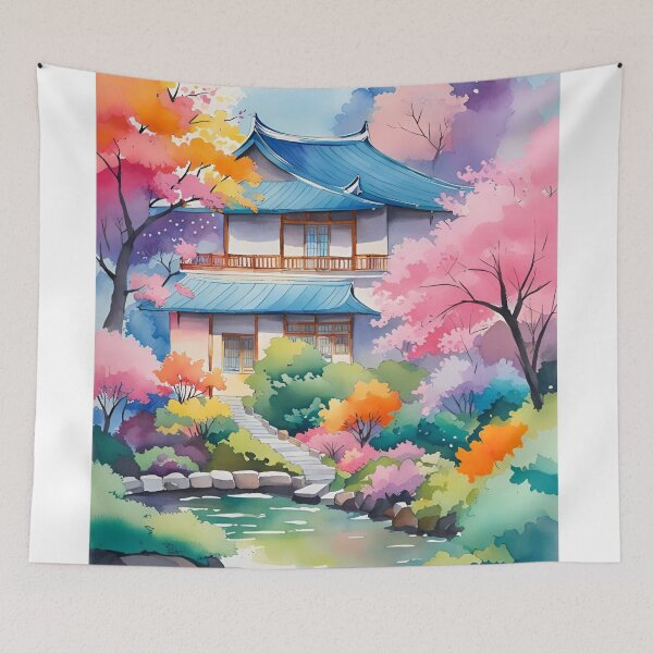 Item preview, Pink Korean House Watercolor designed and sold by Places On Earth.