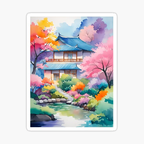 Item preview, Pink Korean House Watercolor designed and sold by Places On Earth.