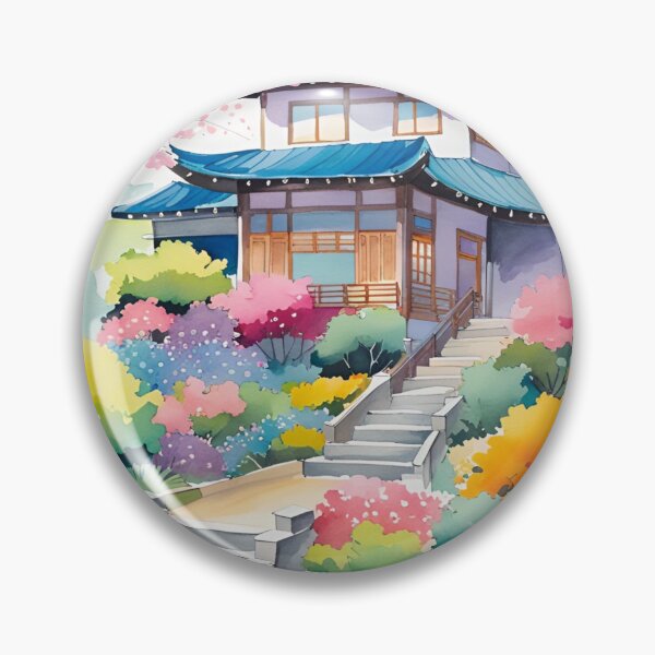 Item preview, Traditional South Korean House Watercolor designed and sold by Places On Earth.