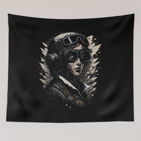 Item preview, Steampunk Aesthetic Female Pilot Vintage Portrait designed and sold by SoccaTamam.