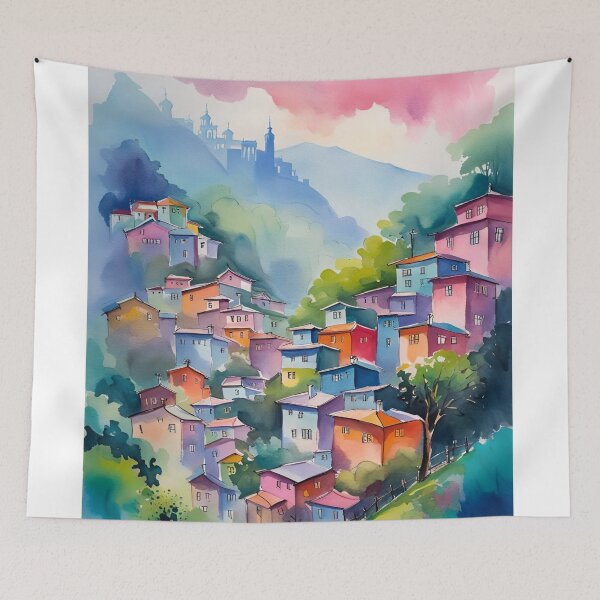 Artikelvorschau, Aquarell der Stadt Darjeeling entworfen und verkauft von Places On Earth.
