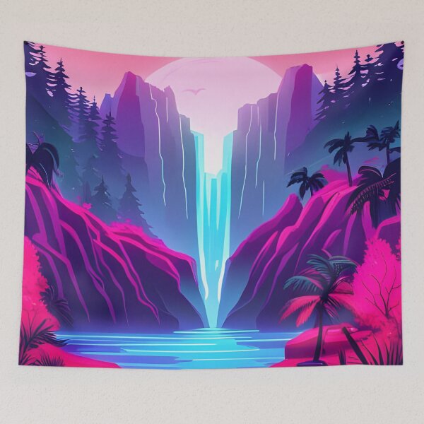 Item preview, Synthwave Waterfall designed and sold by LIOPRINTS.