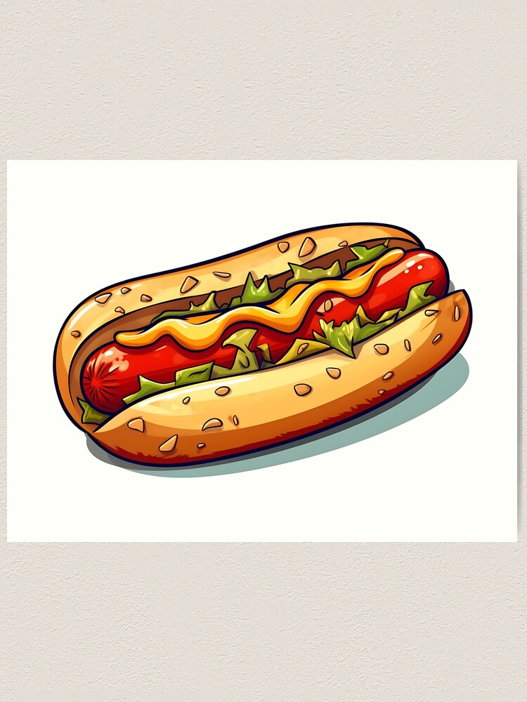 hot dog, color picture | Hot dog drawing, Colorful pictures, Hot dogs