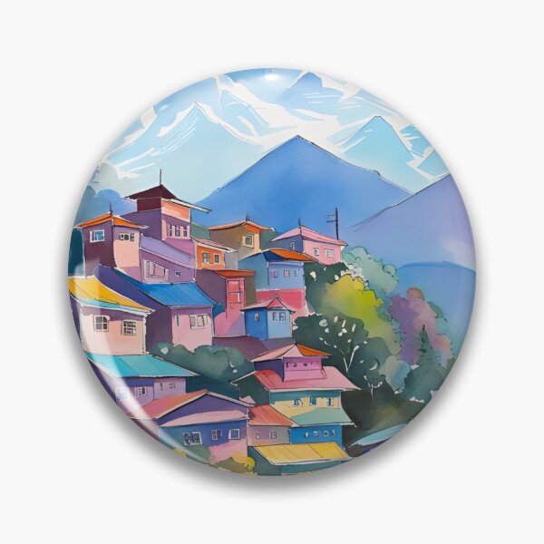 Item preview, Darjeeling with Kanchenjunga Himalayas Watercolor designed and sold by Places On Earth.