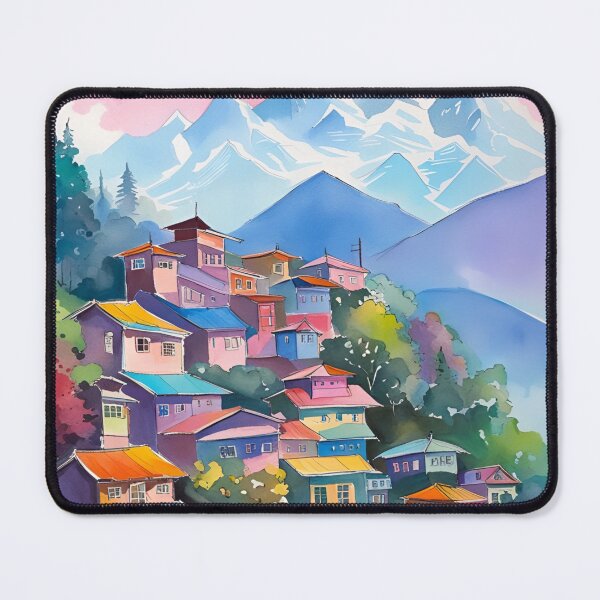 Item preview, Darjeeling with Kanchenjunga Himalayas Watercolor designed and sold by Places On Earth.