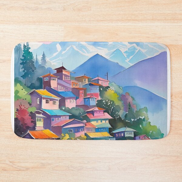 Item preview, Darjeeling with Kanchenjunga Himalayas Watercolor designed and sold by Places On Earth.