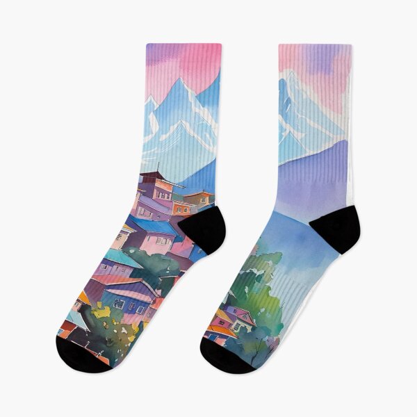 Item preview, Darjeeling with Kanchenjunga Himalayas Watercolor designed and sold by Places On Earth.
