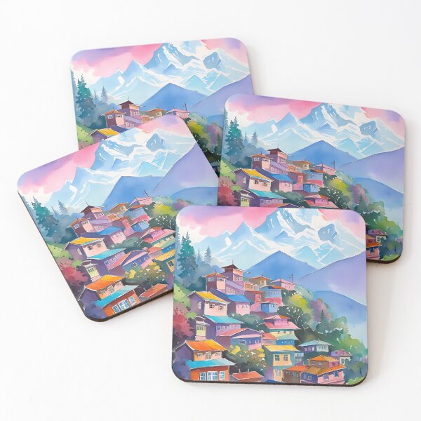 Item preview, Darjeeling with Kanchenjunga Himalayas Watercolor designed and sold by Places On Earth.
