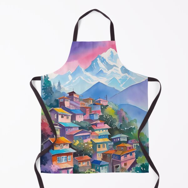 Item preview, Darjeeling with Kanchenjunga Himalayas Watercolor designed and sold by Places On Earth.