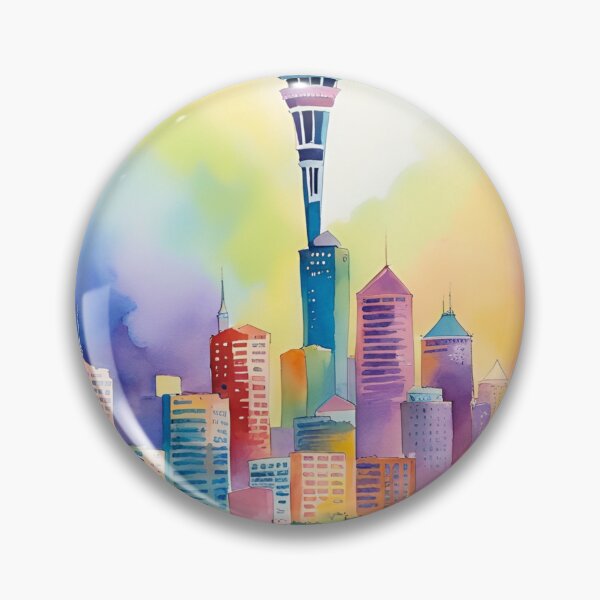 Item preview, Auckland skyline skycity watercolor designed and sold by Places On Earth.
