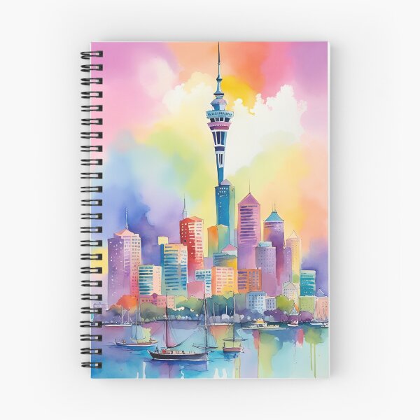 Item preview, Auckland skyline skycity watercolor designed and sold by Places On Earth.
