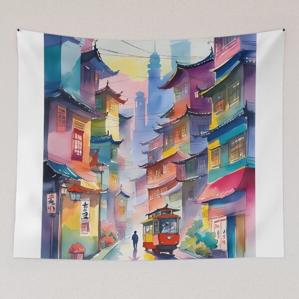Item preview, Busan City Streets Watercolor designed and sold by Places On Earth.