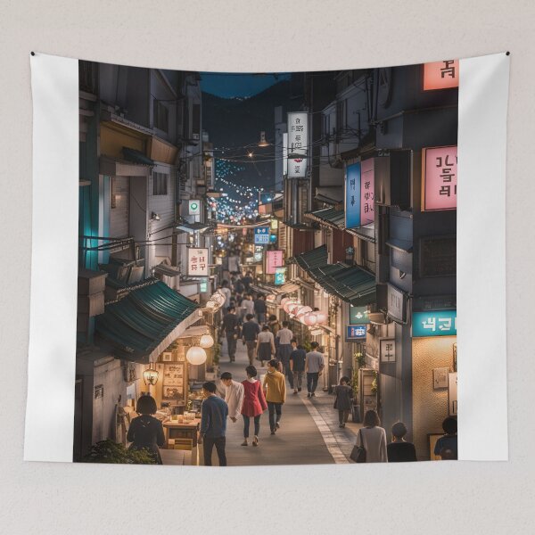 Item preview, Korean Street at Night Seoul designed and sold by Places On Earth.