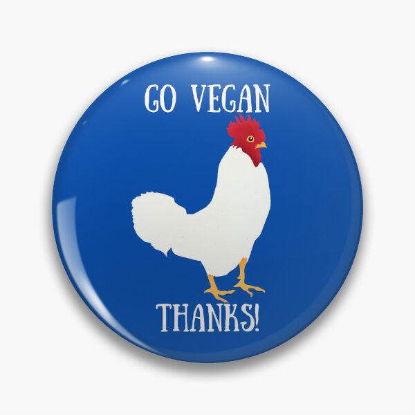 Item preview, Go Vegan Thanks White Chicken Poster Red Comb Blue Background designed and sold by Susan Prolman.