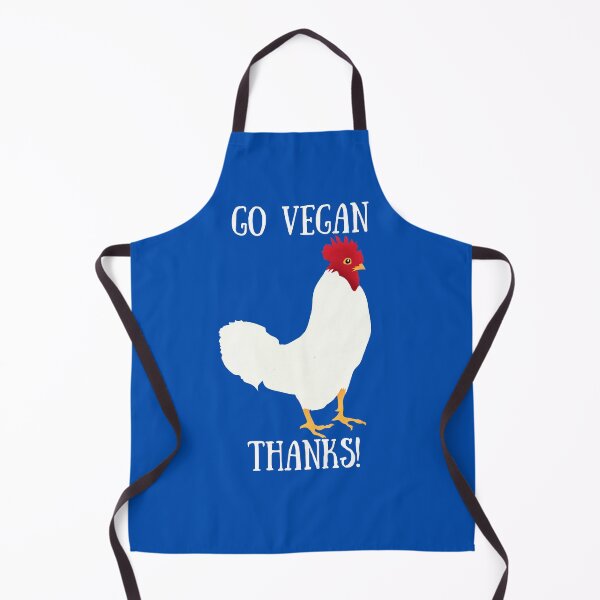 Item preview, Go Vegan Thanks White Chicken Poster Red Comb Blue Background designed and sold by Susan Prolman.