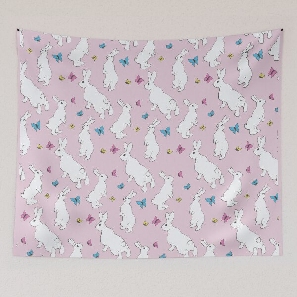 Item preview, Curious bunnies pattern - pink designed and sold by immortalilith.
