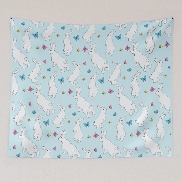 Item preview, Curious bunnies pattern - blue designed and sold by immortalilith.