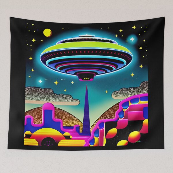 Item preview, Area 51 – Trippy Neon Surreal UFO 119 | Lazar designed and sold by Benito Del Ray.