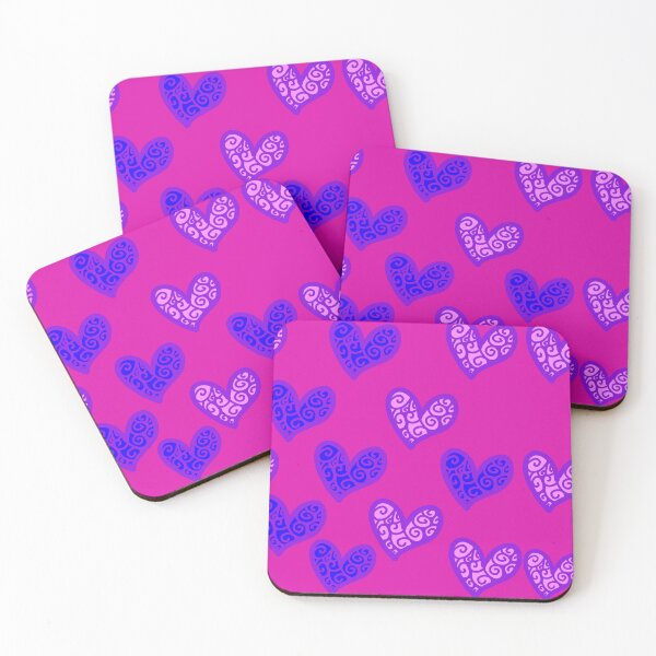Item preview, Blue Pink Hearts, Hot Pink Bg designed and sold by awsomepatterns.