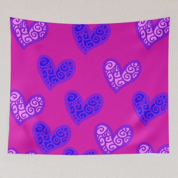 Item preview, Blue Pink Hearts, Hot Pink Bg designed and sold by awsomepatterns.