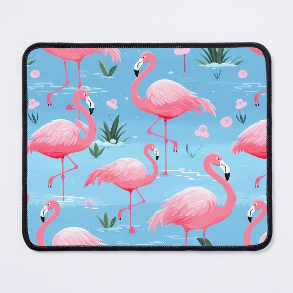 Item preview, Flamingos on blue background designed and sold by Nosy is Everything.