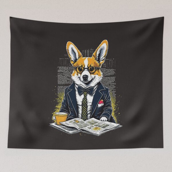 Item preview, Corgi reads Newspaper designed and sold by NewStyle44.